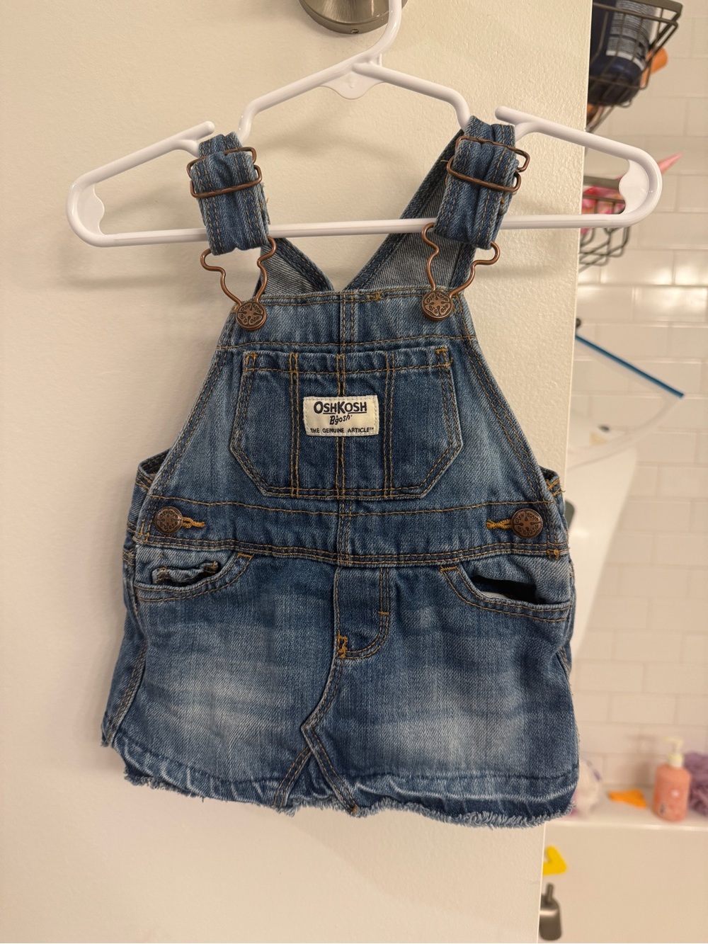 OshKosh B'gosh Distressed Blue Denim Overall Skirt